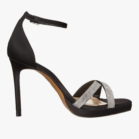 NEW Vince Camuto Kalvira2 Black Satin Stiletto Heeled Strappy Sandal 9 - Picture 3 of 9